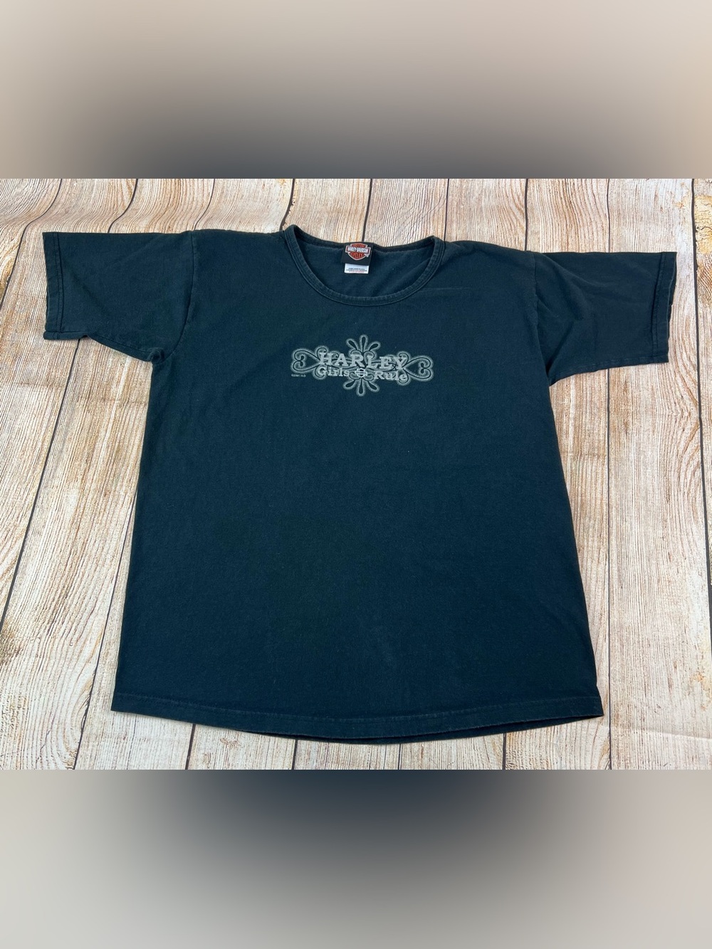 Women’s Vintage Harley Davidson Motorcycle Harley Girls Rule Size Large T Shirt